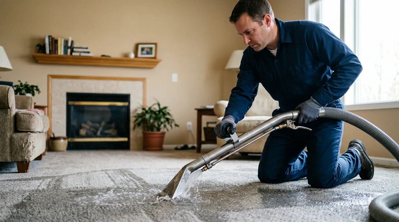 Water damage restoration technician working near Vest, KY